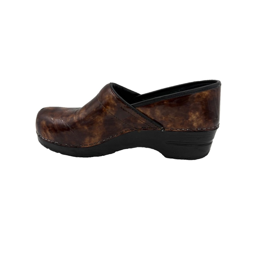 Sanita Patent Leather Clogs Brown Marble Tortoise Shell 10 EU 41 Danish  READ